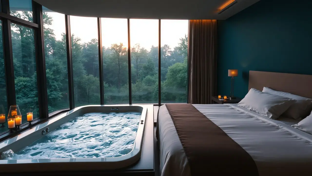 Suite boutique con jacuzzi privado y vistas a la naturaleza